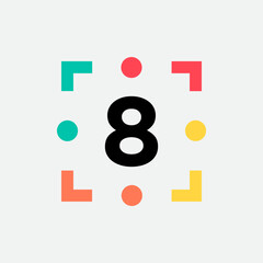 Abstract 8 letter modern initial logo design	