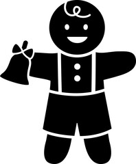 Holidays Gingerbread Man Character Silhouette isolated.
Winter Christmas Cookie design.
Transparent background.