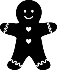Holidays Gingerbread Man Character Silhouette isolated.
Winter Christmas Cookie design.
Transparent background.