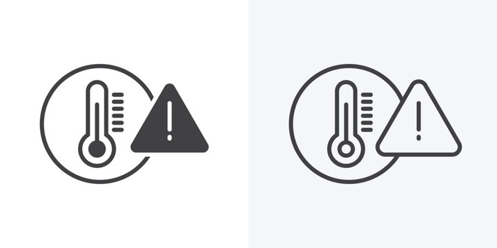 Temperature warning sign icon. Line Art And Clip art Style Design