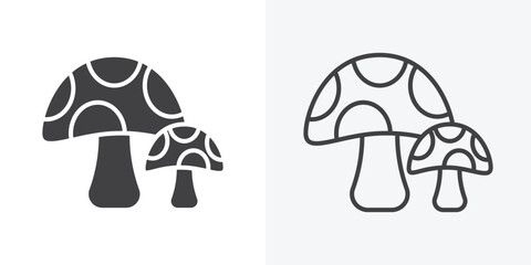 Mushrooms icon. Line Art And Clip art Style Design
