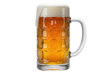 Isolated Overflowing Beer Mug with Frothy Foam