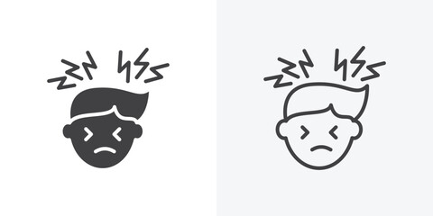 Headache icon icon. Line Art And Clip art Style Design