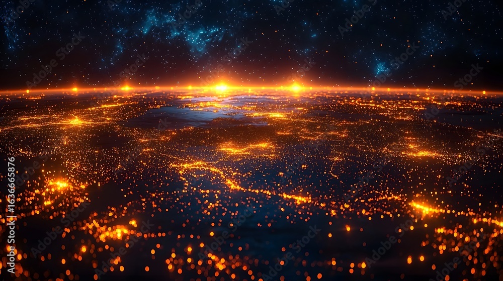 Aufkleber glowing global shipping route map with a vibrant network of interconnected infrastructure