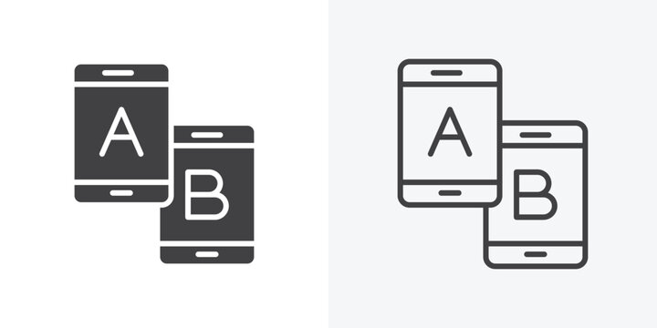 A B testing icon. Line Art And Clip art Style Design