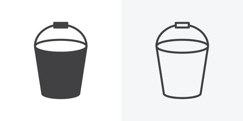 Water bucket icon. Line Art And Clip art Style Design