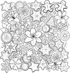 christmas, flower, pattern, floral, seamless, vector, decoration, illustration, wallpaper, ornament, vintage, design, rose, nature, art, texture, leaf, flowers, pink, summer, plant, card, element, dec