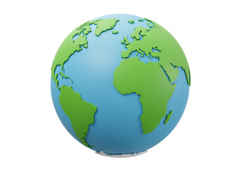 Isolated Cartoon Globe with Continents and Oceans