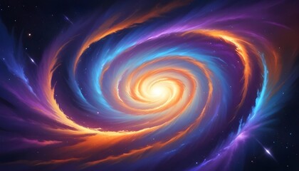 Obraz premium This stunning image features a vibrant nebula with a bright, swirling spiral, radiating energy.