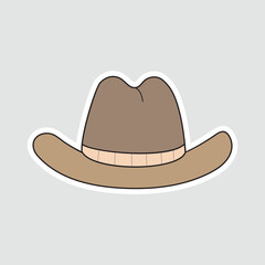 Cowboy Hat Vector Illustration Sticker. Simple cowboy hat vector sticker with cartoon style. Great for Western themes, fashion, travel, or country-inspired design elements