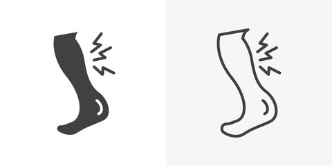 Shin pain icon. Line Art And Clip art Style Design