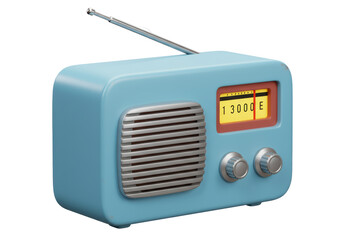 Isolated Retro-Style Light Blue Radio with Antenna