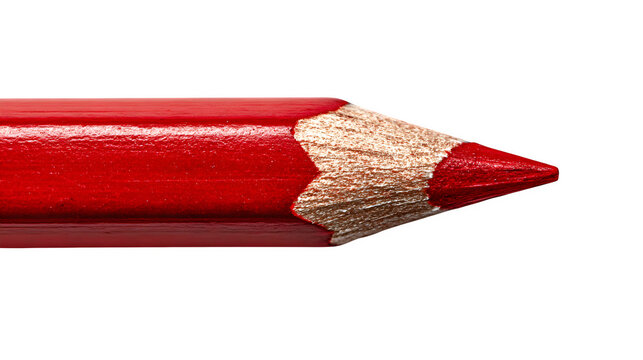 Hand-drawn red pencil arrow tip on white background