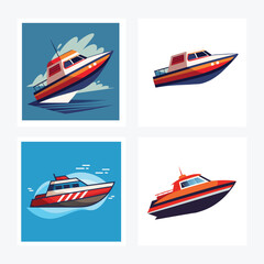 Speed boat powerful in action on ocean river