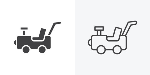 Pushing car icon. Line Art And Clip art Style Design