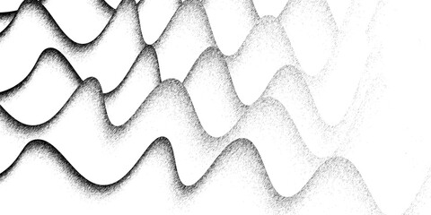 3D Abstract Vector Smooth Liquid Curved Lines Retro Style Dotwork Background. Hand Made Dotted Stippling Engraving Texture. eps10