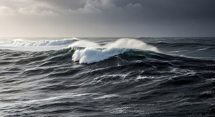Powerful sea waves crashing during a storm in the atlantic ocean