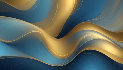 An elegant abstract design with flowing gold and blue waves for a modern look.