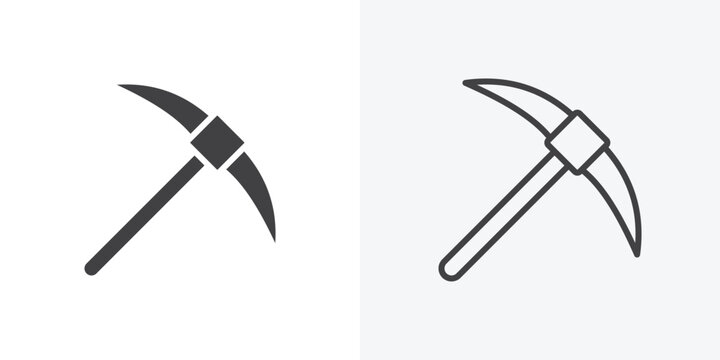 Pick axe icon. Line Art And Clip art Style Design