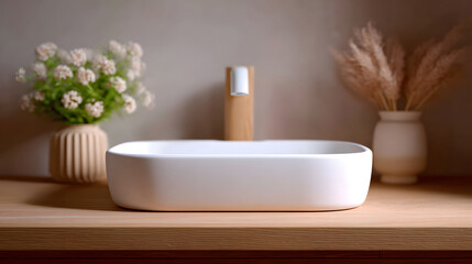 Minimalist design style white bathroom space