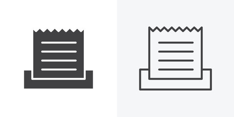 Paper receipt icon. Line Art And Clip art Style Design