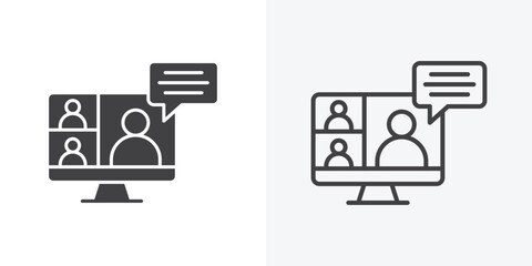 Online meeting icon. Line Art And Clip art Style Design