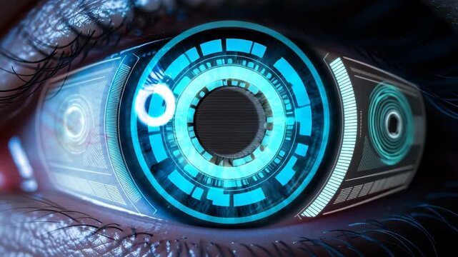 Cybernetic Eye: Futuristic HUD Interface Animation Loop