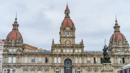 Fototapeta premium A Coruna City Hall in Maria Pita Square, Galicia.