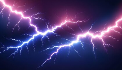 Fototapeta premium Powerful lightning strikes illuminate the dark, dramatic night sky with a bright, electric glow.
