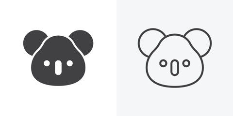 Koala head icon. Line Art And Clip art Style Design