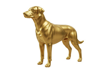 Isolated Golden Dog Statue