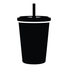 Black and white vector graphic of a drink cup with straw