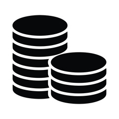 Simple black and white vector coin stack graphics for business or finance related theme