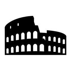 Colosseum iconic ancient Roman amphitheater landmark vector silhouette on white background