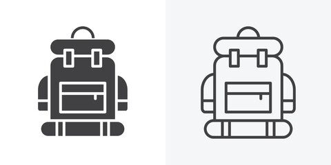 Hiking backpack icon. Line Art And Clip art Style Design