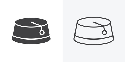 Fez hat icon. Line Art And Clip art Style Design