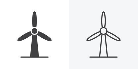 Eolic energy icon. Line Art And Clip art Style Design