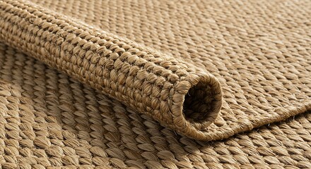 Rolled natural fiber rug texture 