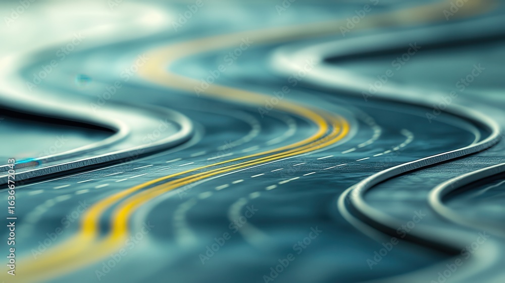 Aufkleber a close-up view of a winding road with blurred lines, creating a sense of motion and depth.