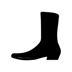 Elegant black boot silhouette vector with a defined heel on white background