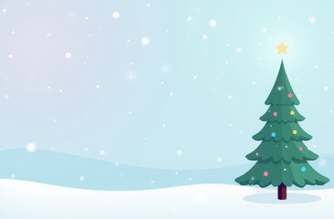 minimalist illustration of a Christmas tree, vector art with smooth lines and geometric shapes