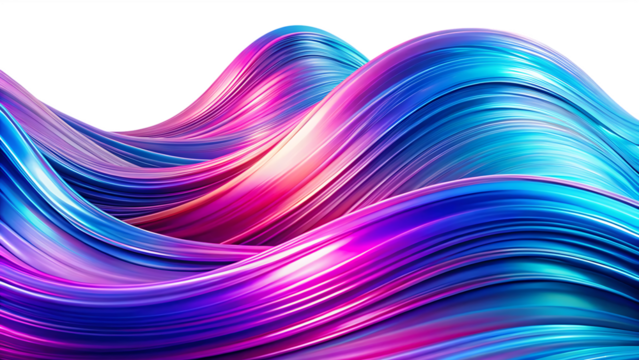 iridescent wave abstract digital art with vibrant isolated on white background PNG , AI GENERATED 