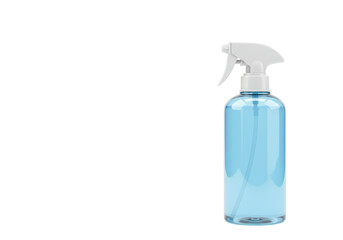 Isolated Blue Spray Bottle with Water for Cleaning and Disinfection