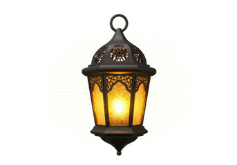 Fototapeta premium Isolated Ornate Lantern with Warm Glow Casting Intricate Shadow Patterns