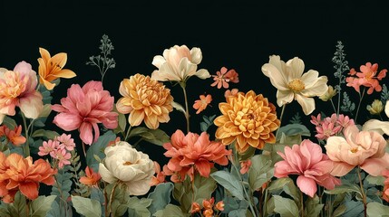 Obraz premium Detailed vintage floral design pattern