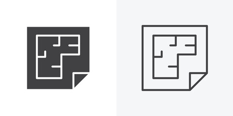 Architecture plan icon. Line Art And Clip art Style Design