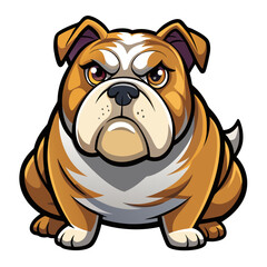 vector illustration of bulldog, lying down, cartoon