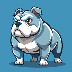 vector illustration of bulldog, walking, flat design