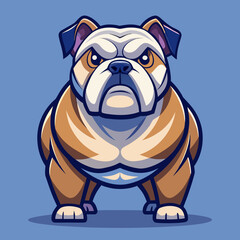 vector illustration of bulldog, standing, flat design