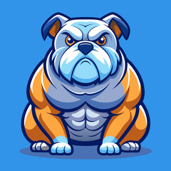vector illustration of bulldog, sitting, cartoon